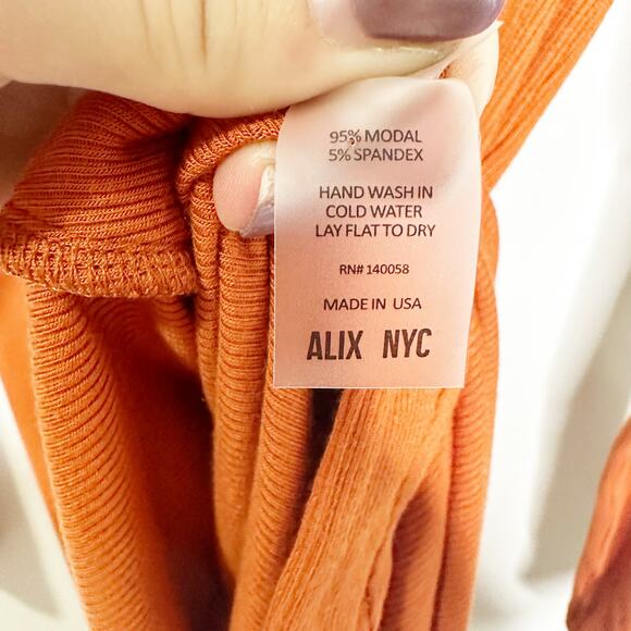 Alix NYC Womens Pratt Mini Dress Ribbed Long Sleeves Front Cut-Out Amber Size XL - Picture 11 of 12